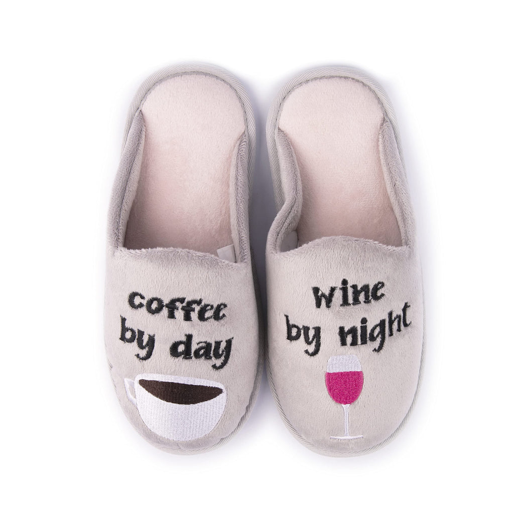 Handcraft Staycation NYC Ladies Funny Quote Scuff Slipper, Plush Non Slip House Slippers for Women, Comfy Soft Sole Bedroom Shoes