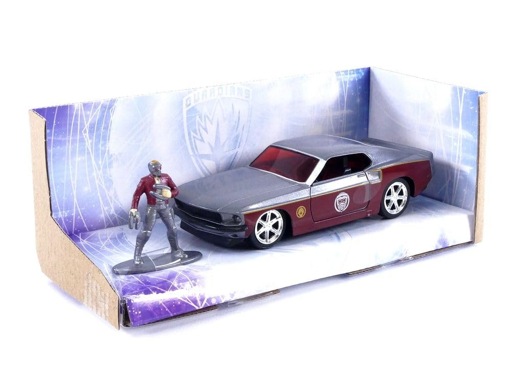 Marvel Guardians of The Galaxy 1:32 1969 Ford Mustang Die-Cast Car & 1.65" Starlord Figure, Toys for Kids and Adults