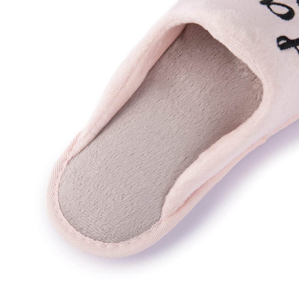 Handcraft Staycation NYC Ladies Funny Quote Scuff Slipper, Plush Non Slip House Slippers for Women, Comfy Soft Sole Bedroom Shoes