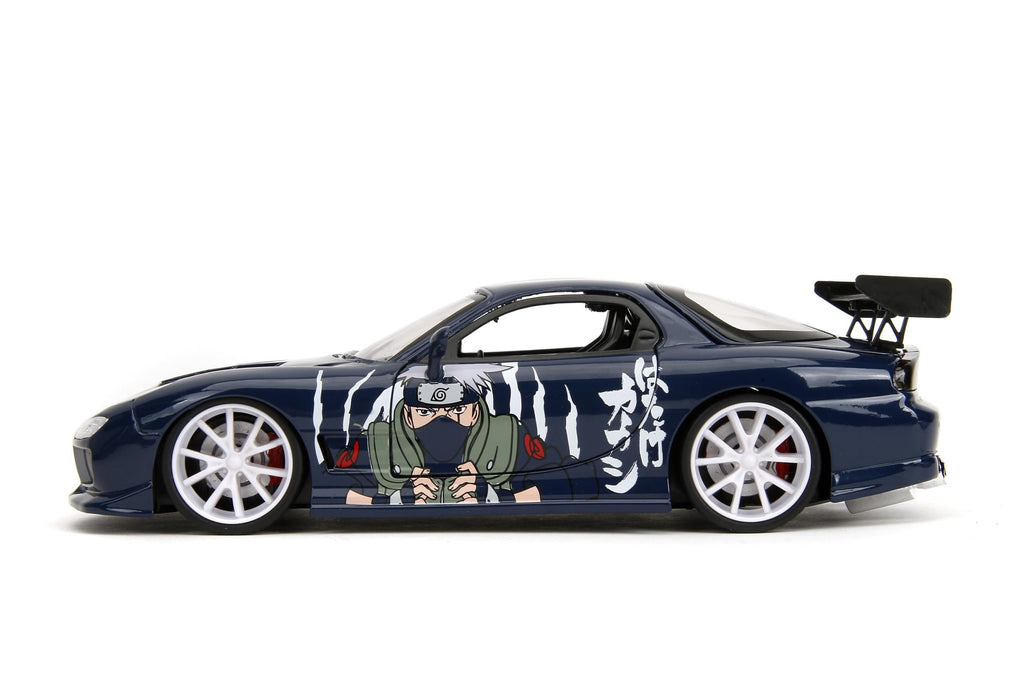 Naruto 1:24 1993 Mazda RX-7 Die-Cast Car & 2.75" Kakashi Figure, Toys for Kids and Adults