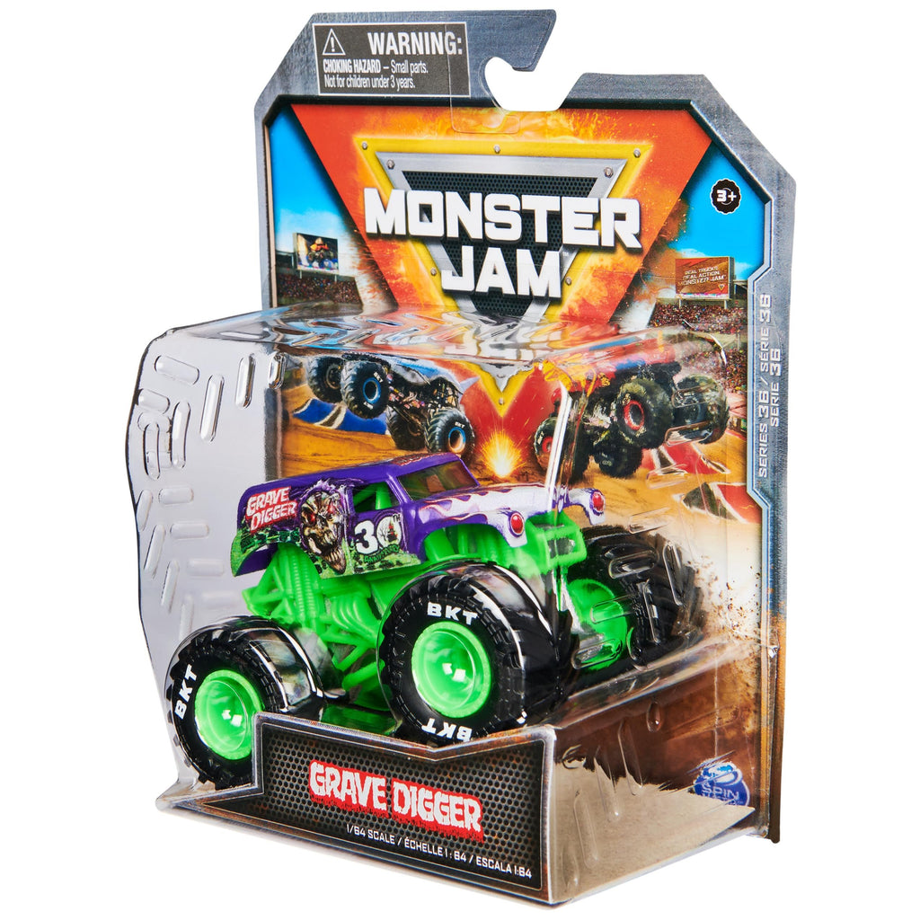 Monster Jam, Official Grave Digger Monster Truck, Die-Cast Vehicle, 1:64 Scale, Kids Toys for Boys Ages 3 and up