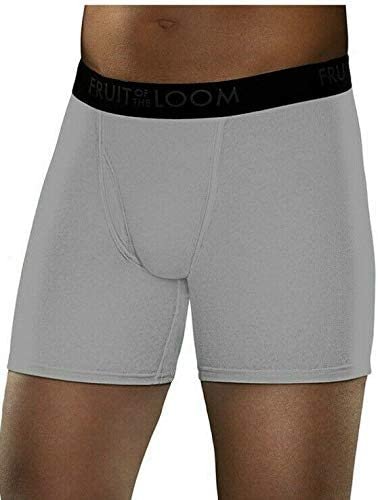 Black/Grey Fruit of the Loom Men's Cotton Performance Boxer Briefs (12 Pack)
