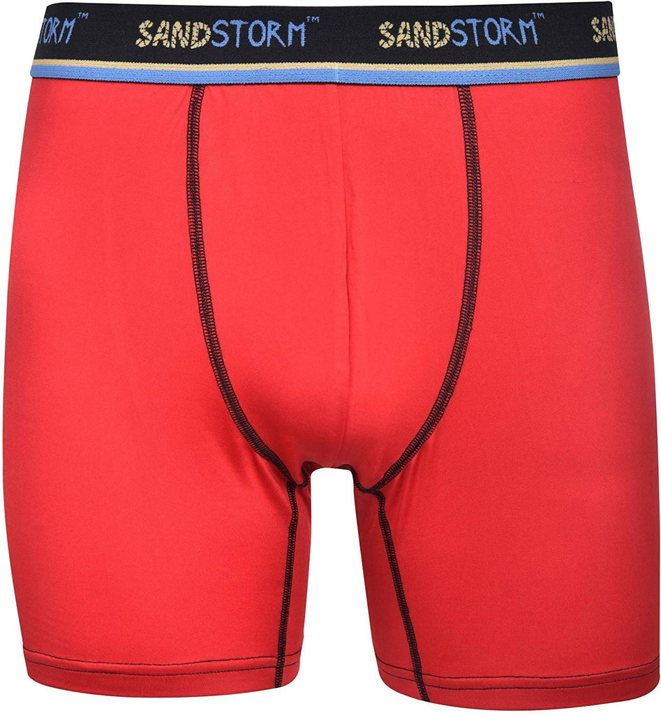 Black/Silver Heather/Polaris Sand Storm Mens Performance Boxer Briefs - 6-Pack No-Fly Tagless Breathable Underwear S-5XL Regular or Plus Size