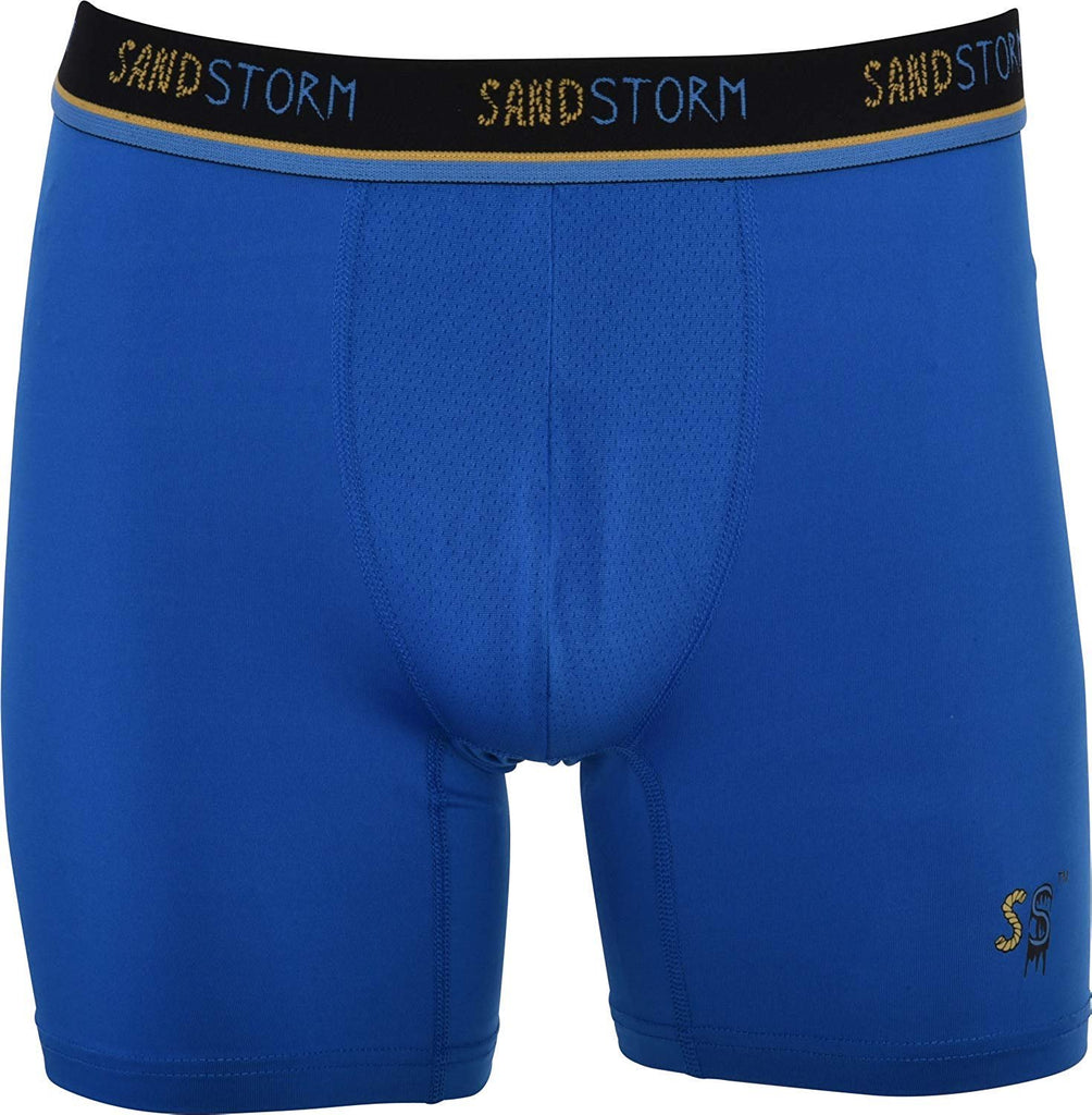 Black/Silver Heather/Polaris Sand Storm Mens Performance Boxer Briefs - 6-Pack No-Fly Tagless Breathable Underwear S-5XL Regular or Plus Size