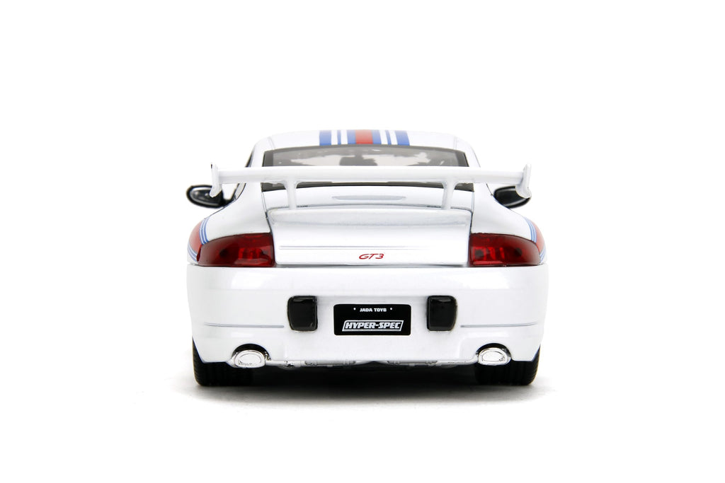 Hyper-Spec 1:24 Porsche 911 GT3 (996.1) Die-Cast Car, Toys for Kids and Adults(White/Red Stripes)