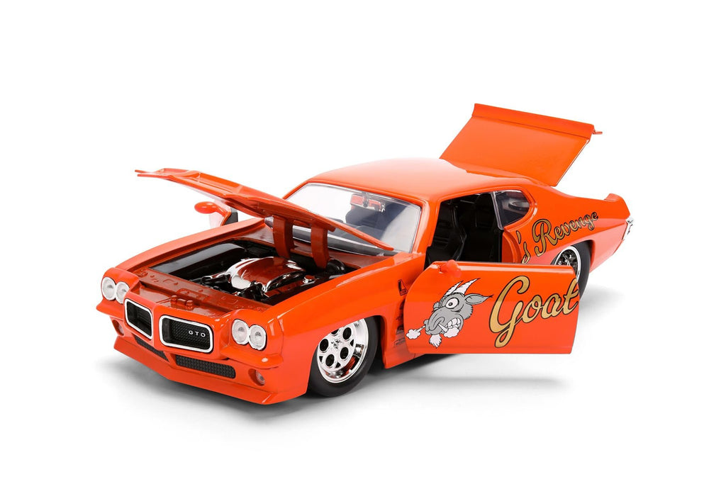 Jada Toys Bigtime Muscle 1:24 1971 Pontiac GTO Die-cast Car – Opening Doors, Hood, Trunk, Rubber Tires(Orange)