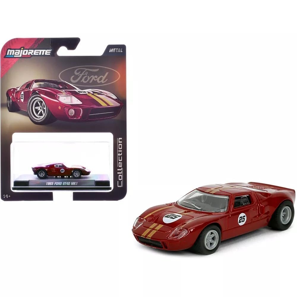 Jada Majorette Collection – 1965 Ford GT40 MK1 1:64 Die-Cast Model Car with Rubber Tires & Display Case, for Collectors & Adults