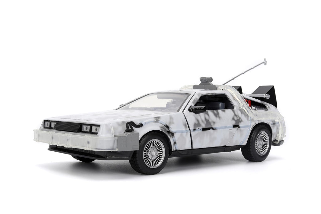 Jada Hollywood Rides – Back to The Future Time Machine (Frost Version) – 1:24 Scale – Die-Cast Car – Opening Doors & Hood – Hobby Edition – Collectible – Ages 8+ – Silver/White