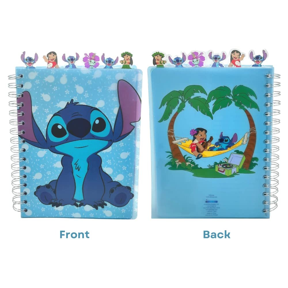 Disney Lilo and Stitch Tab Journal Notebook, Spiral Bound, 144 Lined Pages, 8 x 7 inches, Blue