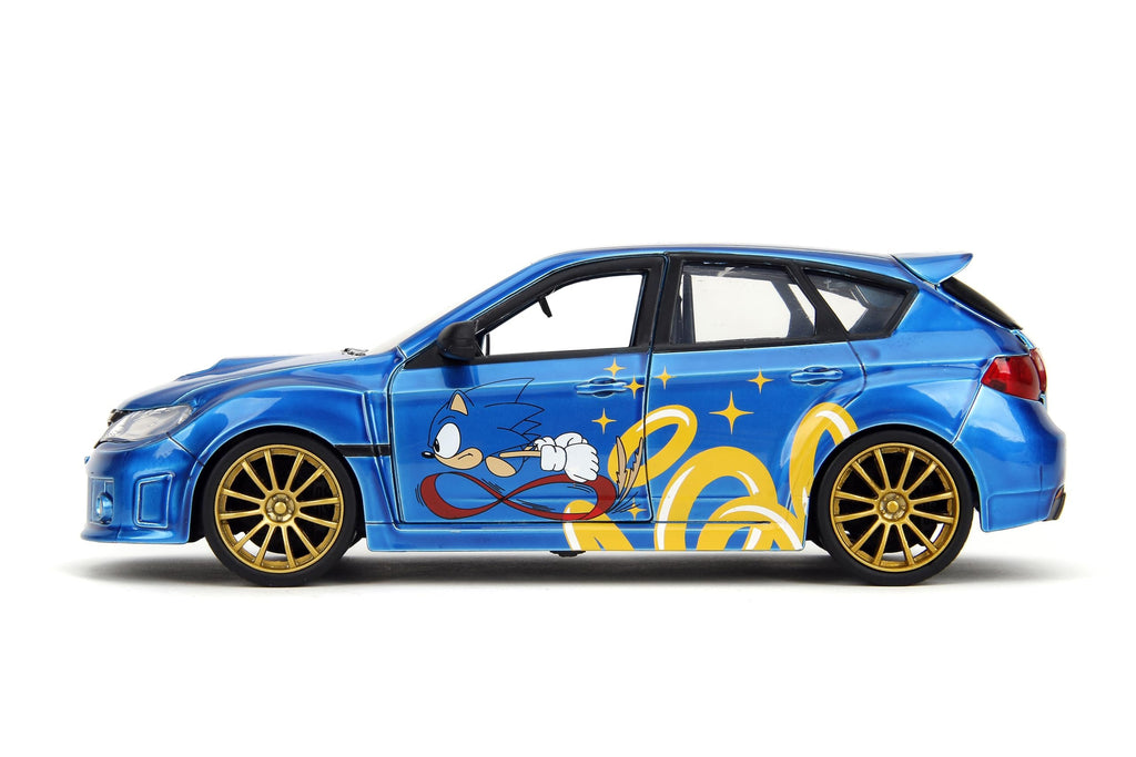 Jada Sonic The Hedgehog 1:24 2012 Subaru Impreza WRX STI Die-cast Car & Sonic Figure, Toys for Kids and Adults