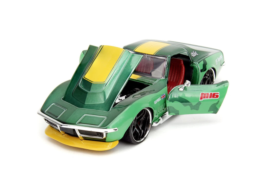 Jada Street Fighter 1:24 1969 Chevrolet Corvette Stingray ZL1 & 2.75" Cammy Figure, Toys for Kids and Adults