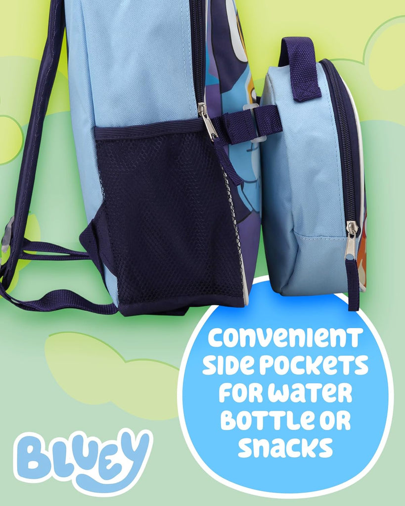 Fast Forward Bluey Blue Round Lunch Backpack and Lunch Box Set - 2 Piece 15 Inch