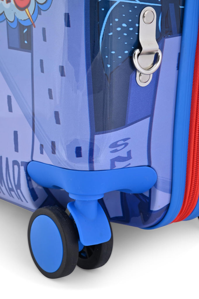 Fast Forward Marvel Spiderman Ride-On Kids Suitcase - 18" Tow-Along Toddler Luggage - Carry-On Cute Bag with Wheels 18"x10"x14.5"