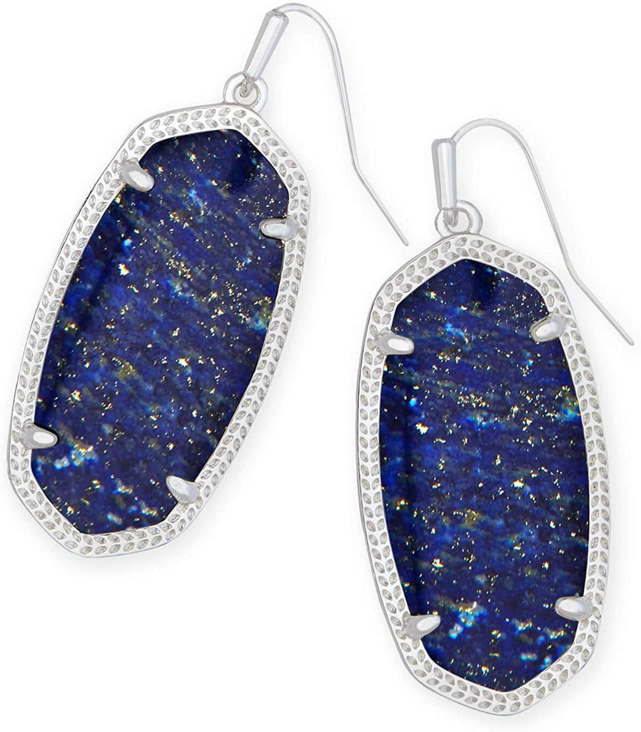 Kendra Scott Elle Bright Silver Drop Earrings In Blue Lapis