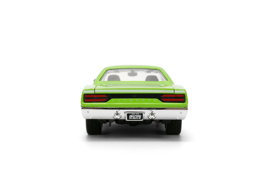 Jada Toys Bigtime Muscle 1:24 1970 Plymouth Road Runner Die-cast Car – Opening Doors, Hood, Trunk, Rubber Tires(Glossy Green)
