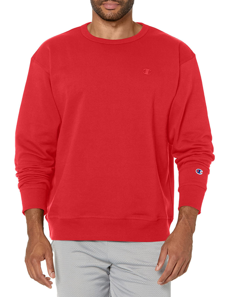 Champion, Powerblend, Fleece, Crewneck Sweatshirt for Men (Reg Tall), Oxford Gray C Logo, XX-Large big