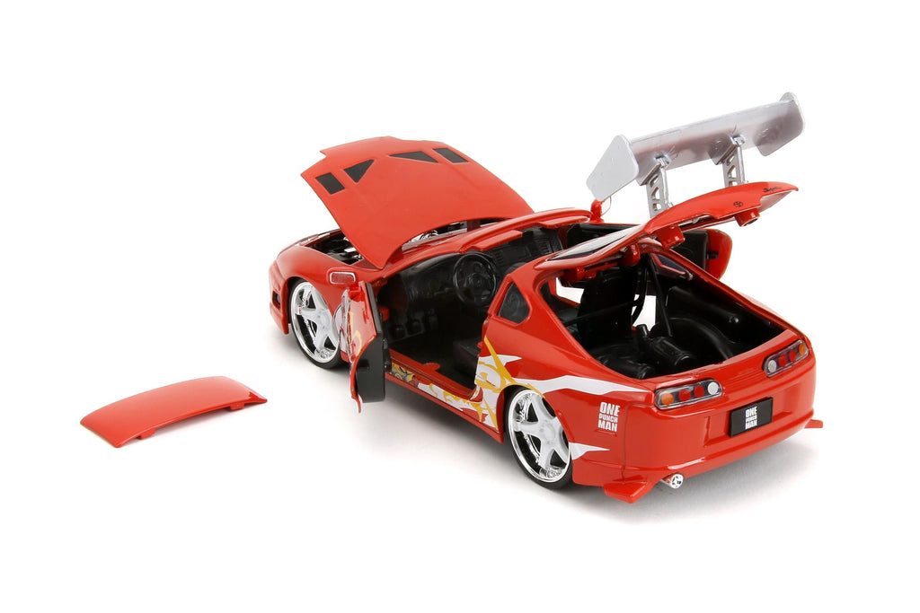 Jada One Punch Man with 1995 Toyota Supra Die-Cast Car – 1:24 Scale Anime Inspired Vehicle, Highly Detailed Model with Saitama Figure, for Ages 8+