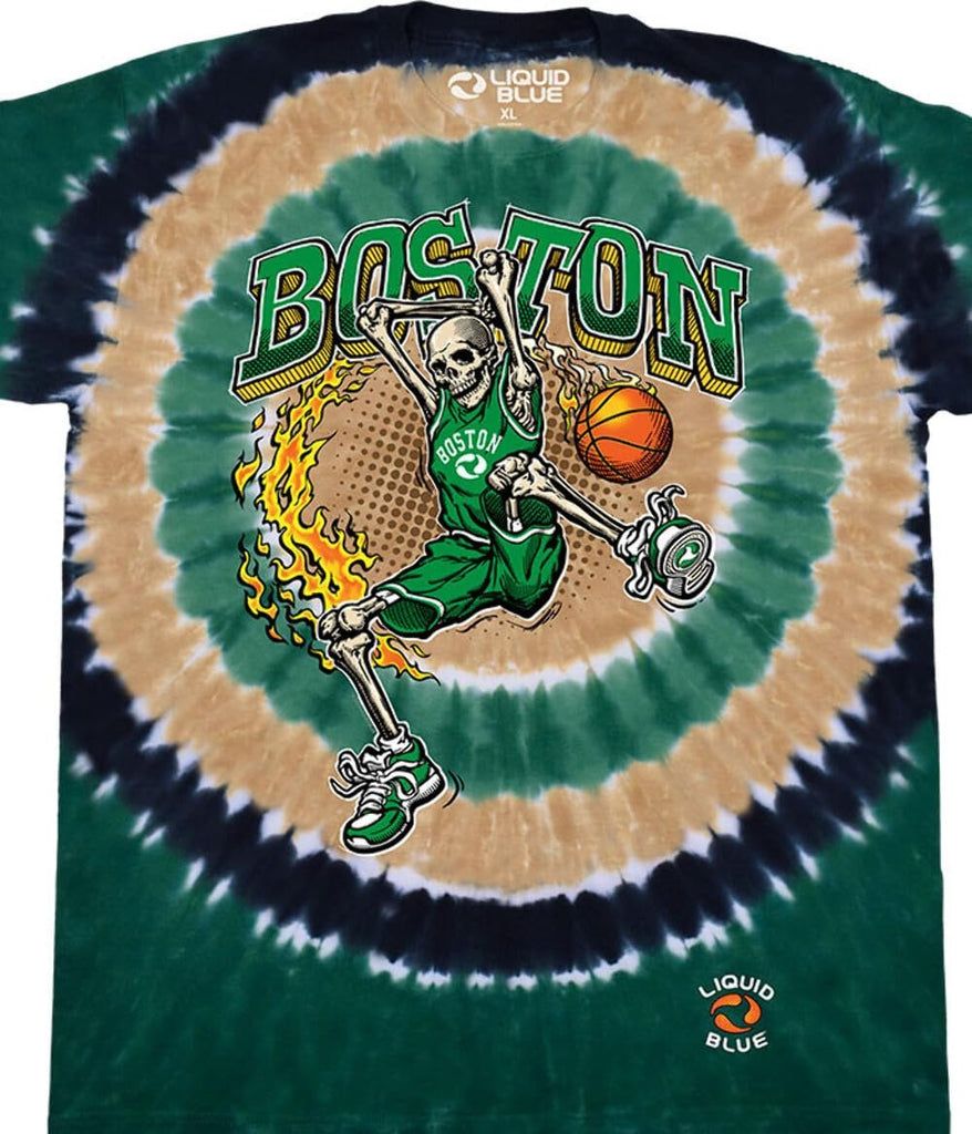 Liquid Blue Boston Dunker Basketball Skeleton Tie-Dye T-Shirt XL