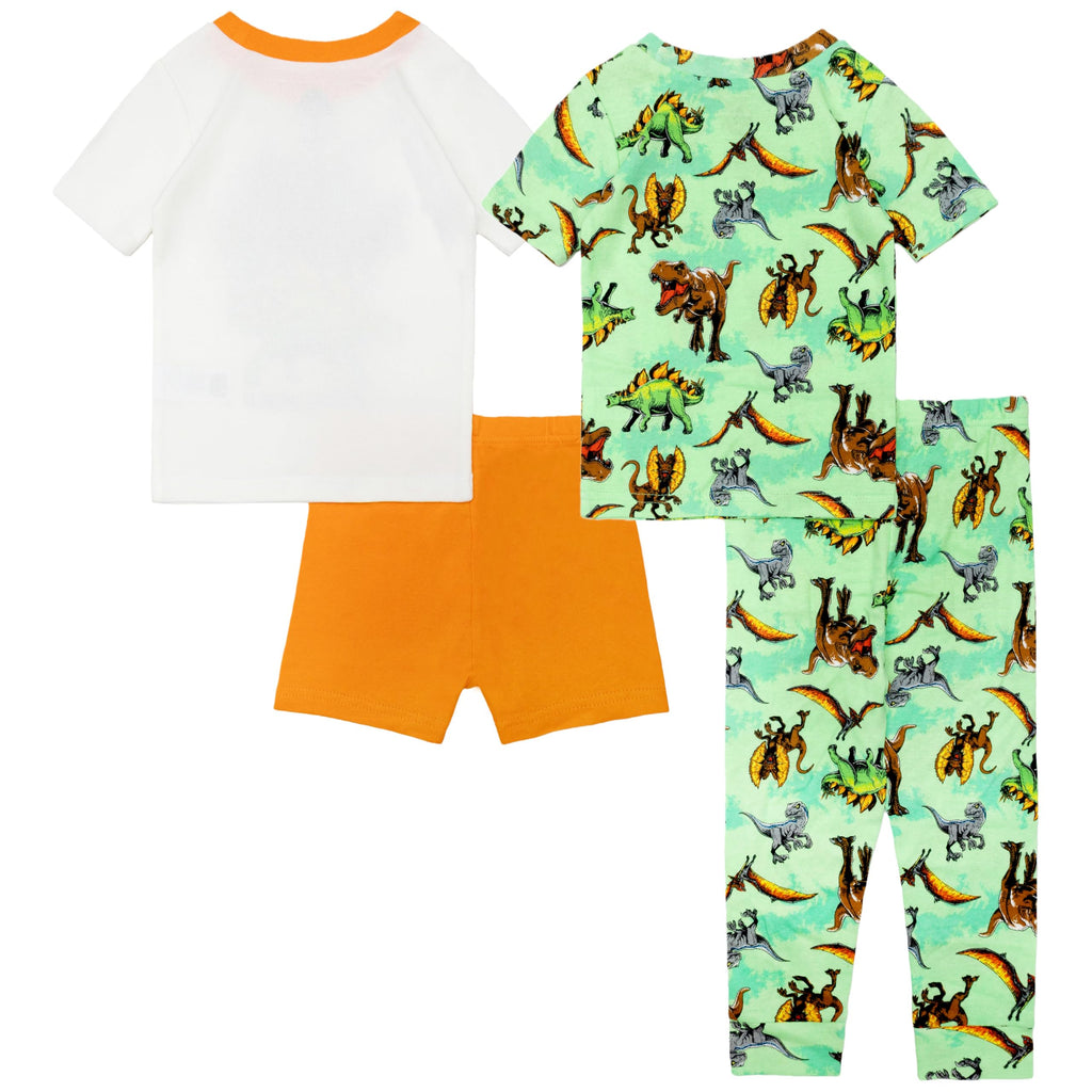 Jurassic World Boys' 4-Piece Snug-fit Cotton Pajama Set, Soft & Cute for Kids, BRIGHT JURASSIC, 2T