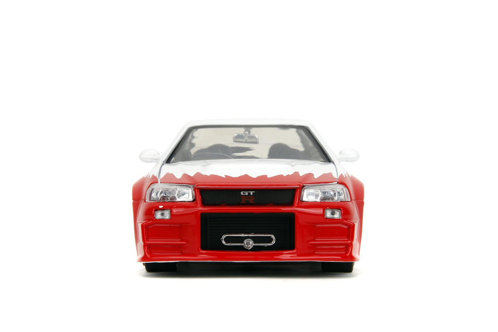 Jada Street Fighter 2002 Nissan Skyline GTR with Ryu Figure – 1:24 Scale Die-Cast, Opening Doors, Hood, Trunk, Rubber Tires – Collectible for Adults and Kids – Capcom Licensed