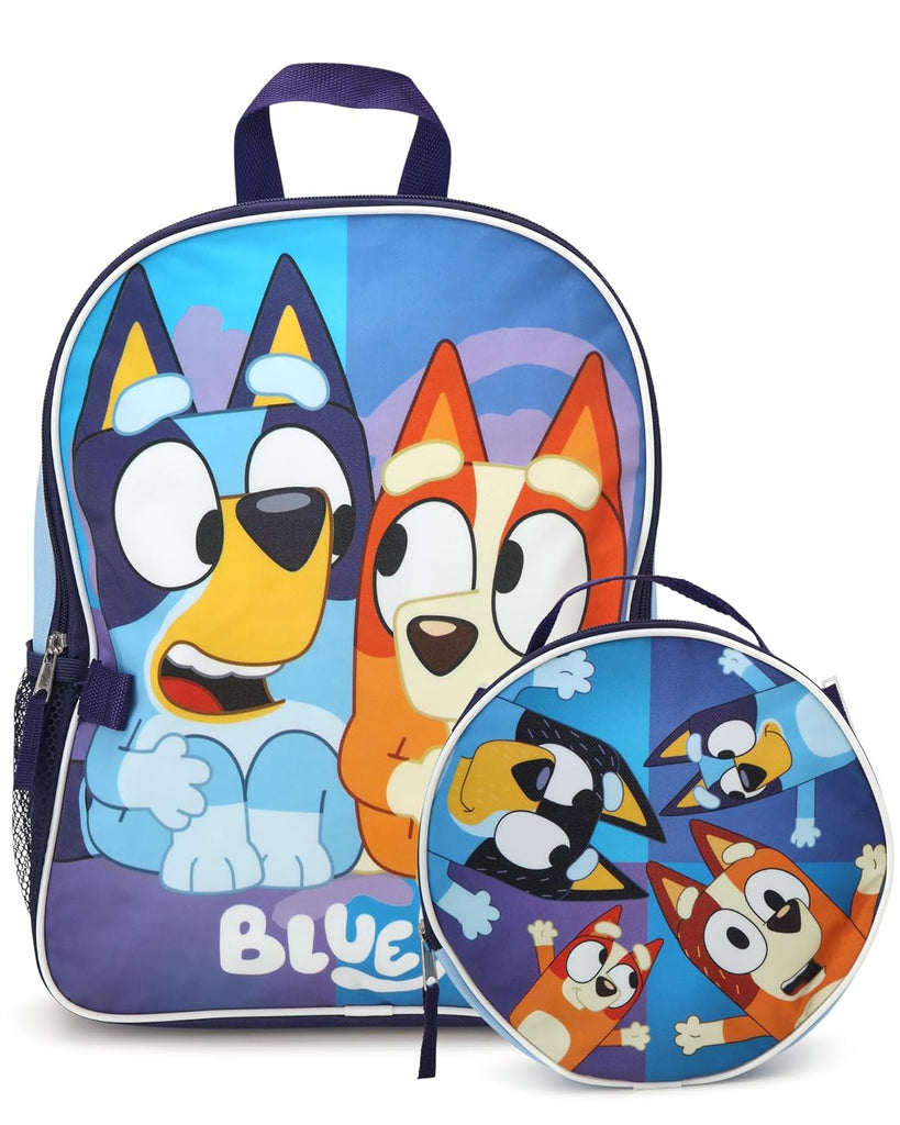Fast Forward Bluey Blue Round Lunch Backpack and Lunch Box Set - 2 Piece 15 Inch