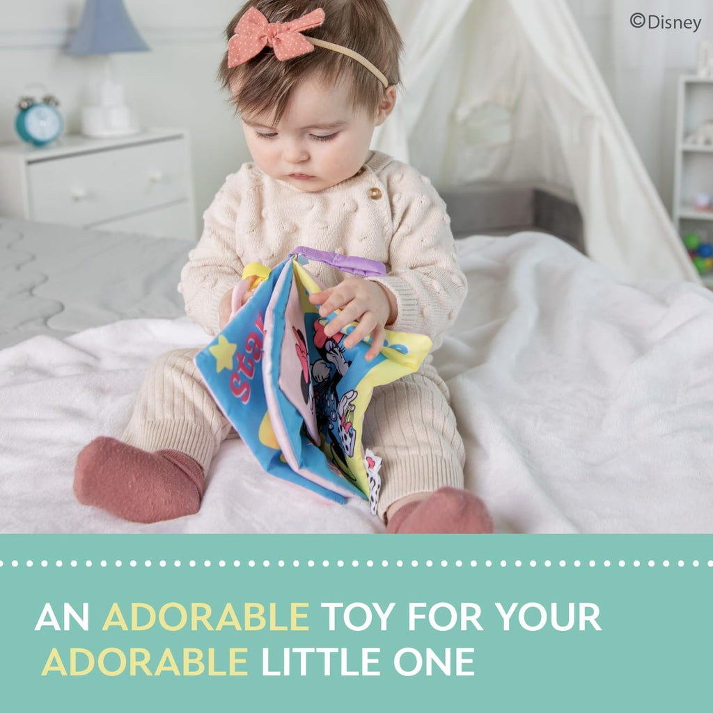 Disney Baby Minnie Mouse Find Your Shape Soft Book with Crinkle Pages, Teething Rings and On-The-Go Hook and Loop Strap for Babies and Toddlers