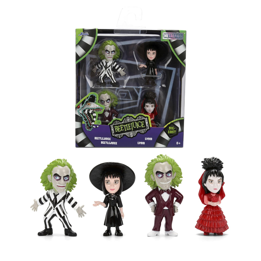 Jada Beetlejuice Metalfigs 4-Pack Movie Collectible Figures 2.5-Inch Scale – Beetlejuice, Lydia, Wedding Variants Toys