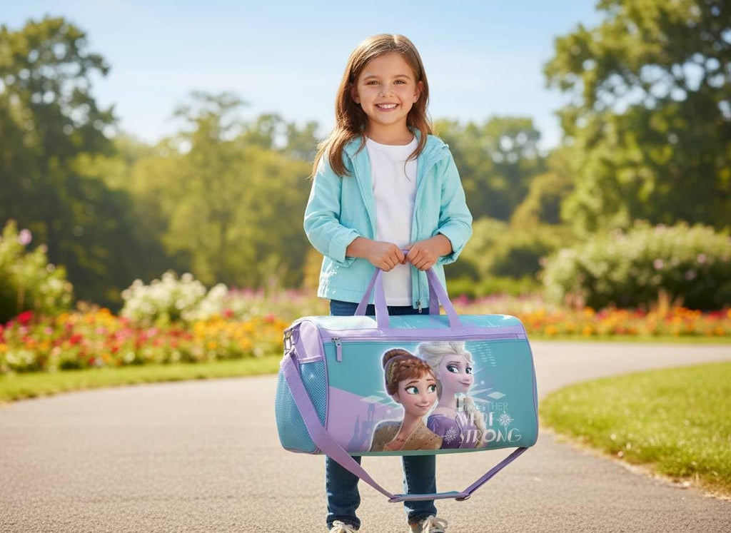 Disney Moana Kids Duffle Bag 16.5" – Travel & Sports Bag with Zipper Pocket, Mesh Side Pockets & Shoulder Strap