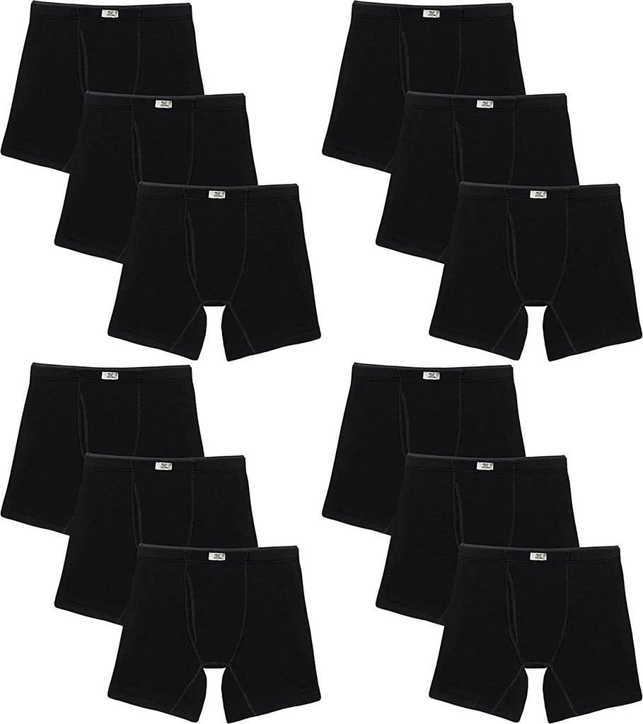 Fruit of the Loom Men's 12pk Cotton Crafted Comfort Stretch Covered Waistband Boxer Briefs