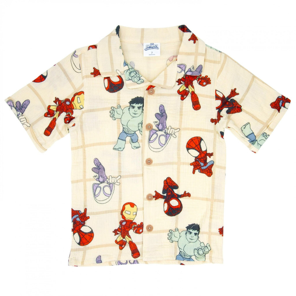 Happy Threads Jurassic Park Boys’ 2-Piece Outfit Set – Short Sleeve Shirt & Matching Shorts – Dinosaur Clothing for Kids