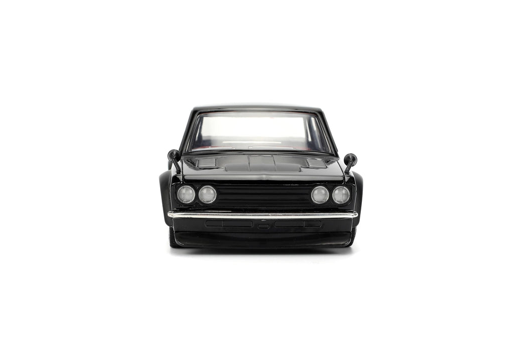 Jada Toys JDM Tuners 1:24 Scale Die-Cast 1973 Datsun 510 – Opening Doors, Detailed Interior, Rubber Tires, Collectible for Ages 8+(Gloss Black)