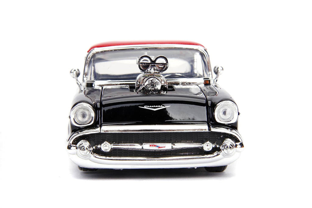 Jada Toys Big Time Muscle 1:24 1957 Chevy Bel Air Die-Cast Car (Black/Red)