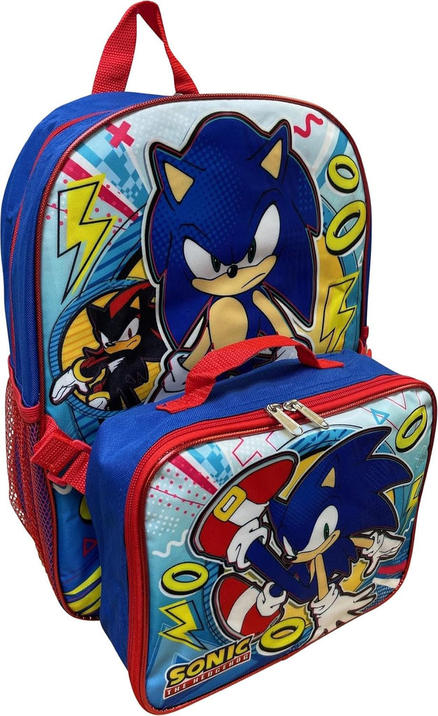 Sonic The Hedgehog 16 Inch Backpack With Detachable Matching Lunch Box