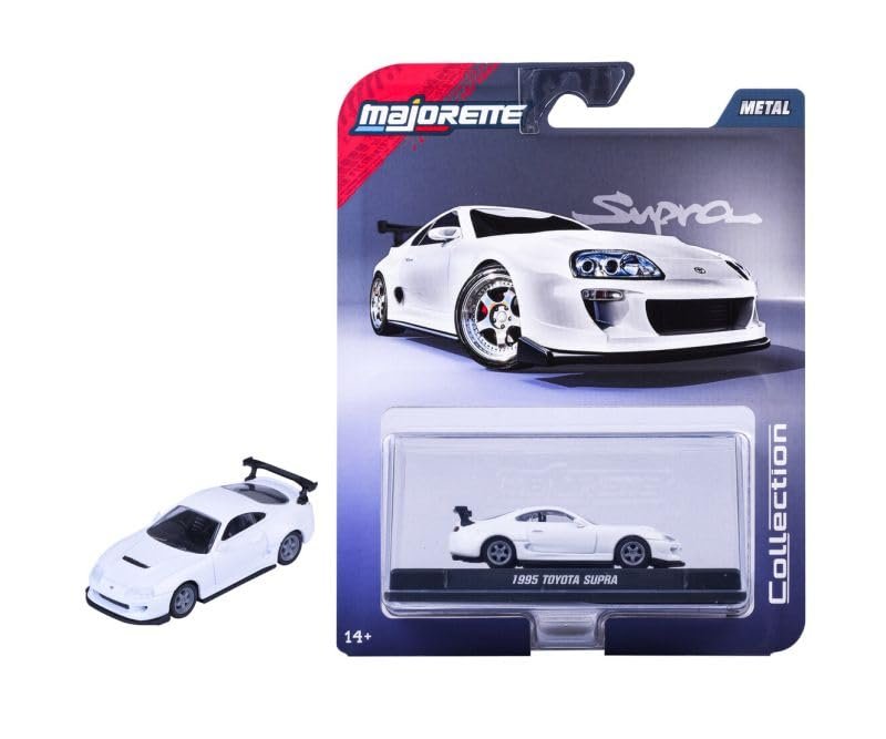 Jada Majorette Collection – 1995 Toyota Supra 1:64 Die-Cast Model Car with Rubber Tires & Display Case, for Collectors & Adults