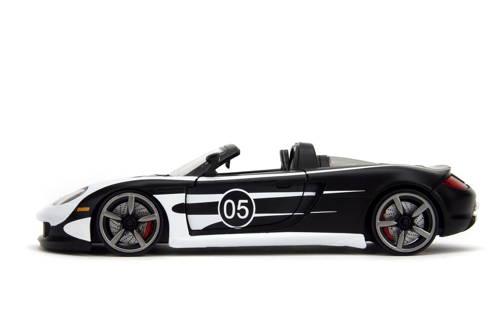 Hyper-Spec 1:24 2005 Porsche Carrera GT Die-Cast Car, Toys for Kids and Adults(Black/White)