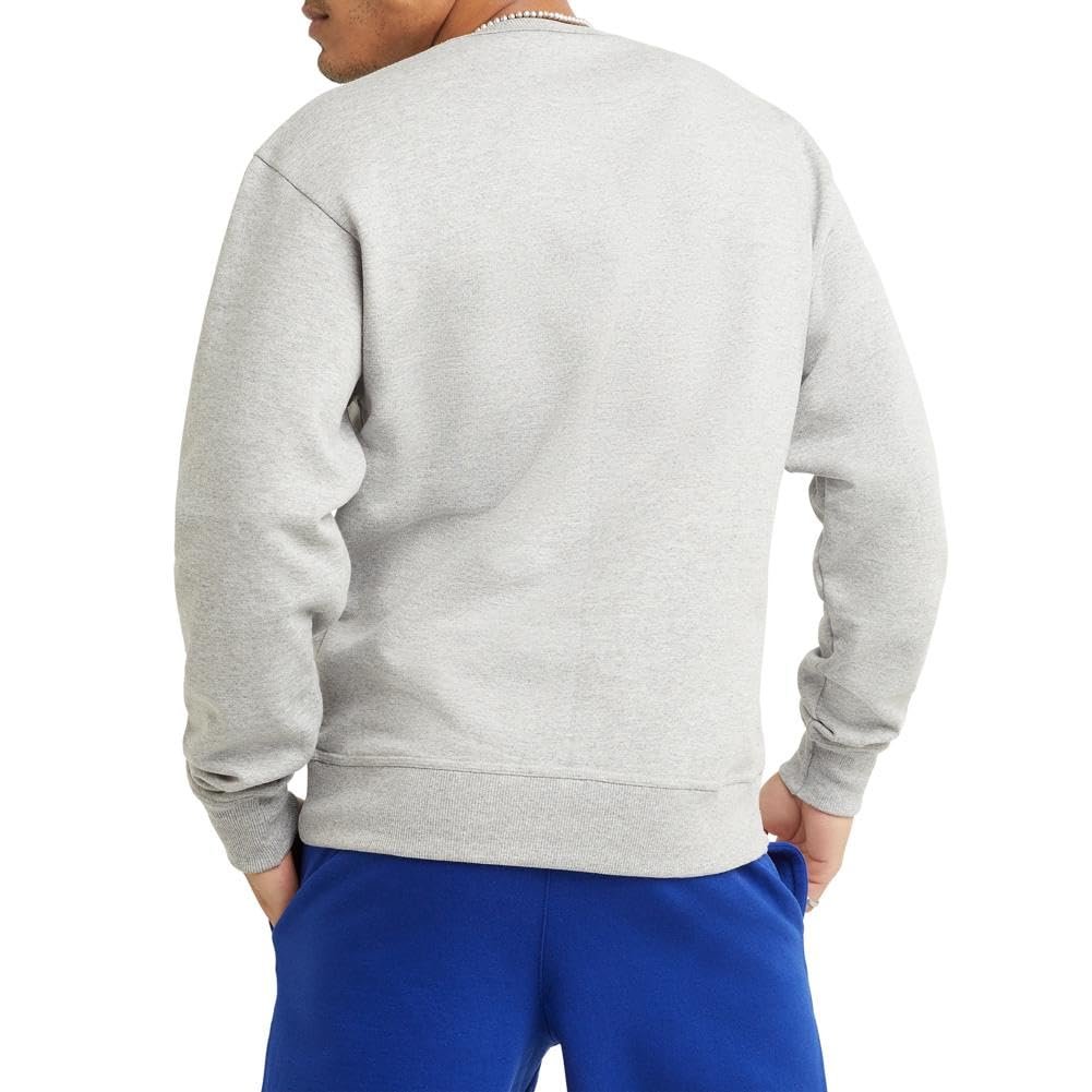 Champion Crewneck, Powerblend Fleece, Hoodie Sweatshirt for Men, Logo (Reg Tall), Oxford Gray Script, 3X-Large Big