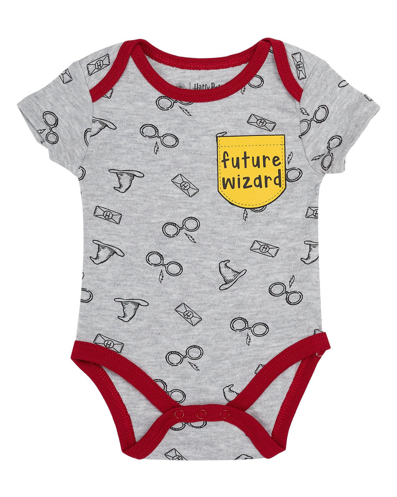 Harry Potter Baby Boys’ Short Sleeve Bodysuit Multipack Gift For Baby Girl or Boy Baby Clothes (Burgundy, 6-9 Months)