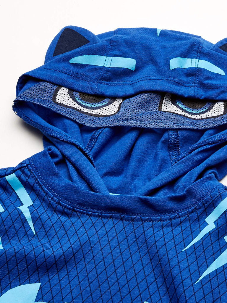 PJ Masks Boys' Little Gekko and Catboy Costume Hoodie Sweatshirt with Mesh Mask, Blue Short Sleeve, 5-6