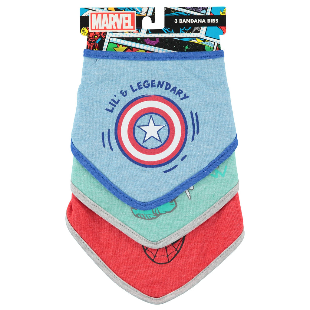 Happy Threads Baby Boys' Bandana Bibs 3 Pack Set for Feeding, Teething, and Drooling, Red/Green/Blue