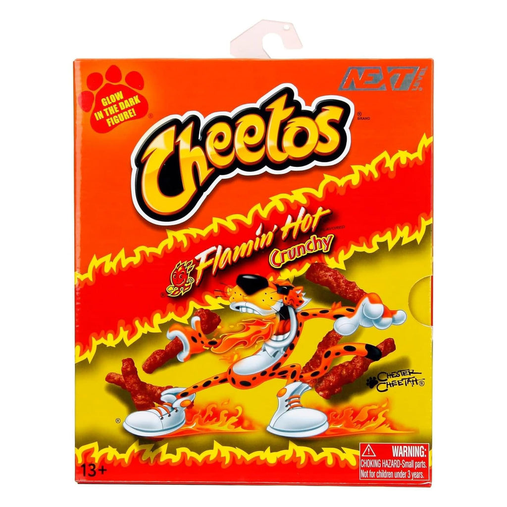 Jada Toys Cheetos Chester Cheetah Action Figure Flamin' Hot Glow in The Dark – 6” Articulated Exclusive, with Bag of Cheetos, Shades, Cheeto Dust