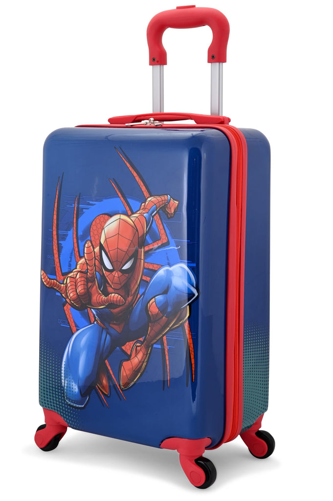 Spider-Man 20" Hardshell Luggage – Cute Durable Suitcase for Travel with Spinner Wheels. Approximate Dimensions are 20"x12"x8"