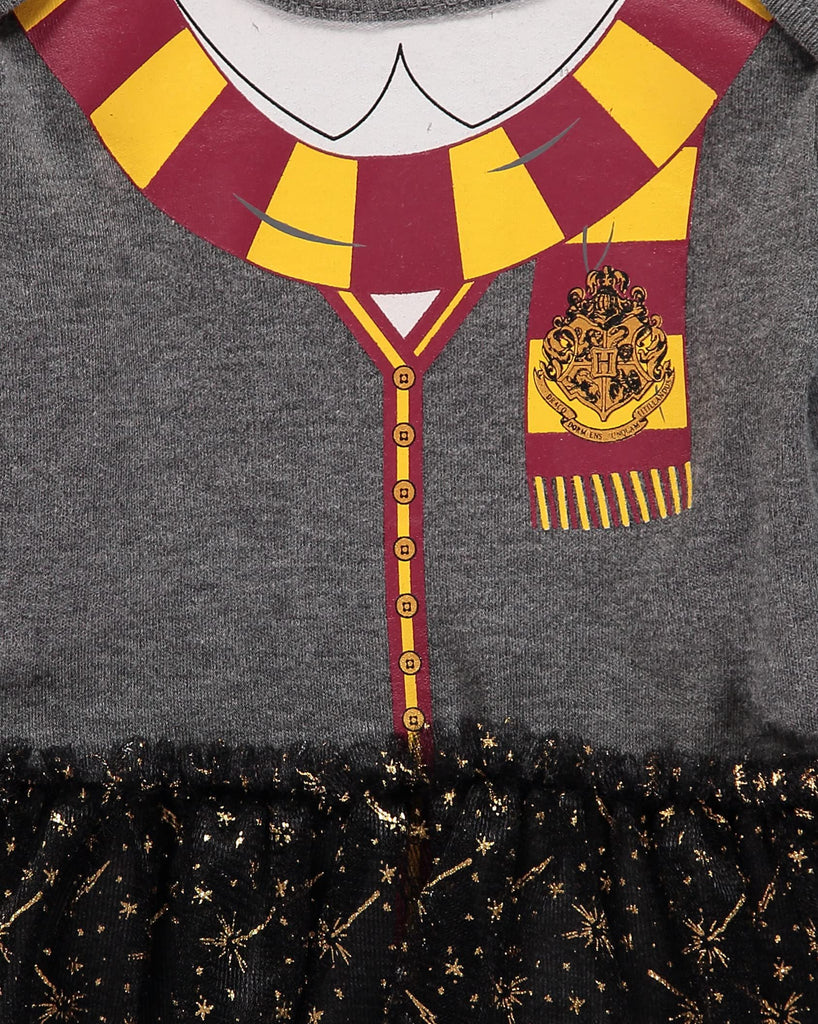 Harry Potter Baby Girl Clothes One Piece with Tutu and Headband, Baby Gryffindor Outfit (Grey/Red/Orange, 6-9 Months)