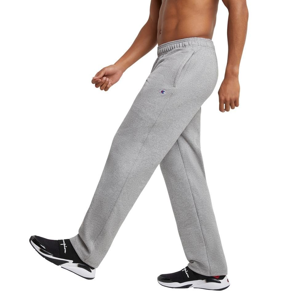 Champion, Powerblend, Fleece Open-Bottom Sweatpants for Men (Reg Tall), Oxford Gray C Patch Logo, 3X-Large Big