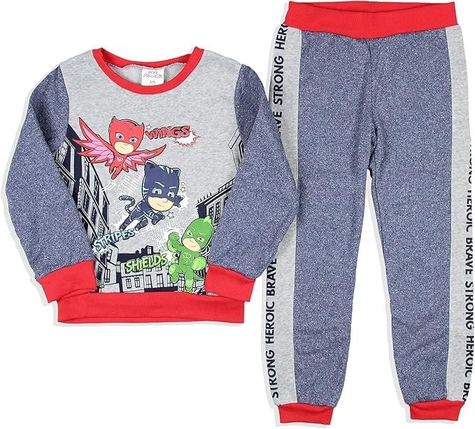 Happy Threads PJ Masks Boy's Wings Stripes Shields Pullover and Jogger Pants 2 Piece Outfit Set (Multicolores, 12M)