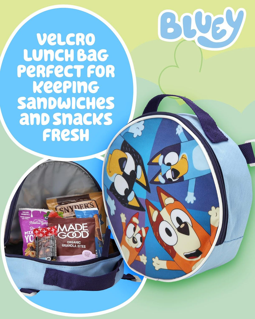 Fast Forward Bluey Blue Round Lunch Backpack and Lunch Box Set - 2 Piece 15 Inch