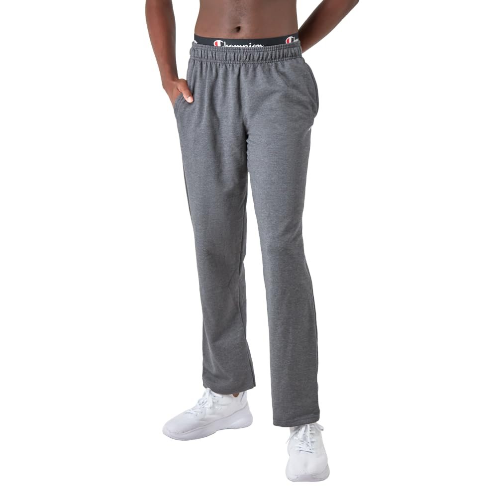 Champion, Powerblend, Fleece Open-Bottom Sweatpants for Men (Reg Tall), Oxford Gray C Patch Logo, 3X-Large Big