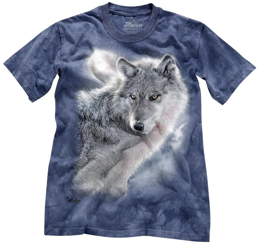 The Mountain Adventure Wolf Adult T-Shirt, Blue, Medium