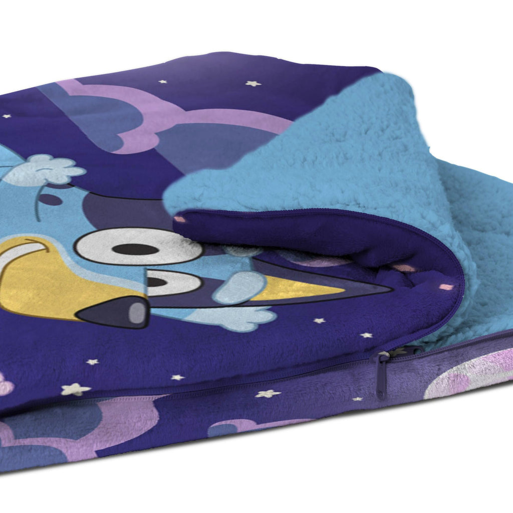 Bluey, Slumber Pups, Silk Touch Throw Blanket Sherpa Slumber Bag, 27 x 56 Inches
