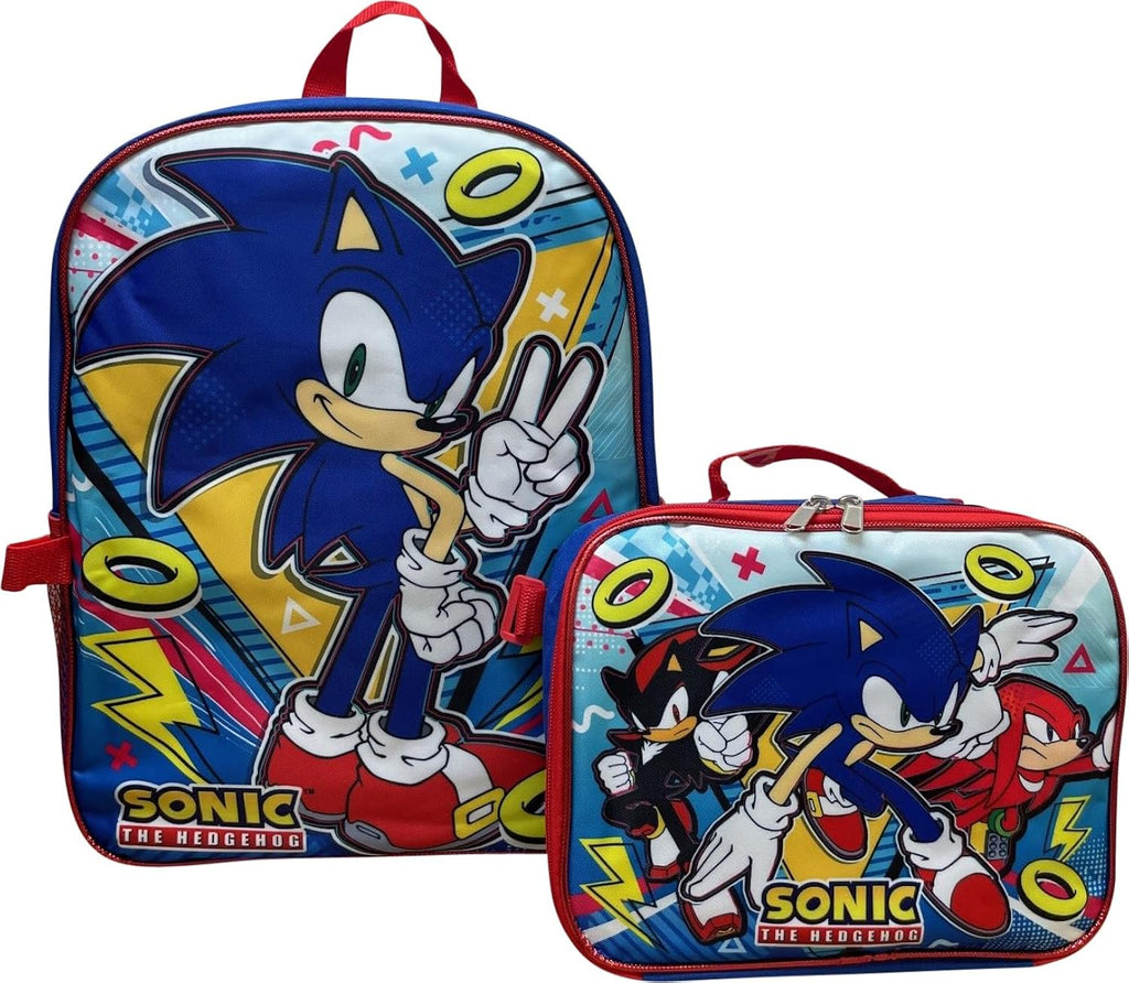 Sonic The Hedgehog 16 Inch Backpack With Detachable Matching Lunch Box