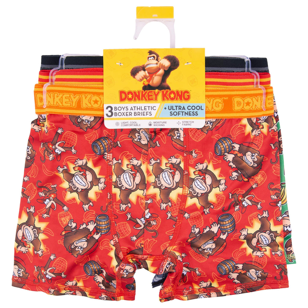 Nintendo boys Donkey Kong 3-pack Athletic Boxer Brief Sizes 4, 6, 8 & 10